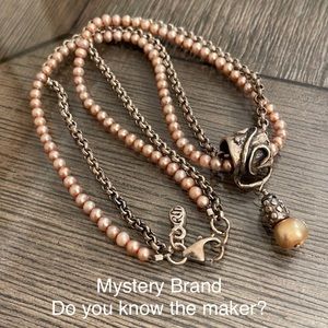 Vintage RM Pearl & Sterling Silver Rolo Chain Necklace